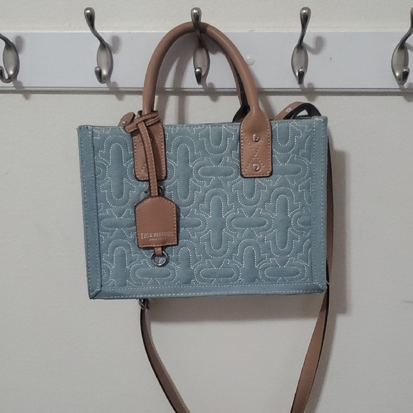 True Religion Blue and Tan Tote - Picture 1 of 7
